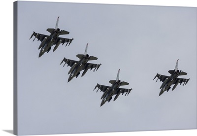 US Air Force Quartet Of F-16C Fighting Falcons Overhead Prague, Czech Republic