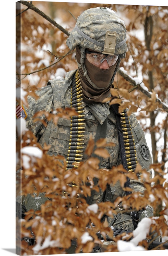 February 12, 2013 - U.S. Army soldier conducts a dismounted patrol during a squad level training exercise at Grafenwoehr T...