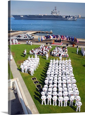 US Navy Sailors attend an establishment ceremony