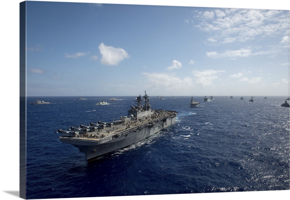 USS America leads a fleet of Navy ships during Rim of the Pacific 2016.