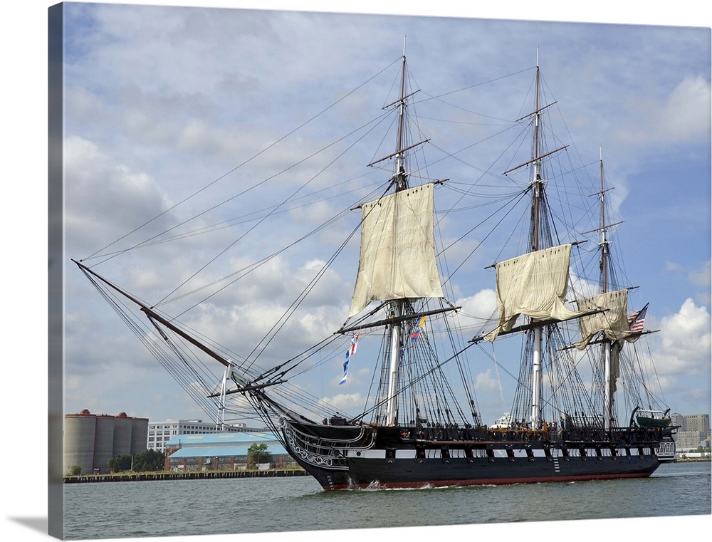 Boston, Massachusetts, August 23, 2013 - USS Constitution sets sail in Boston Harbor to commemorate the 201st anniversary ...