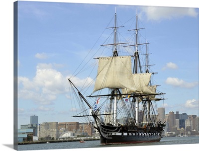 USS Constitution Sets Sail In Boston Harbor