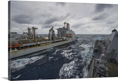 USS Truxtun participates in an underway replenishment with USNS Patuxent