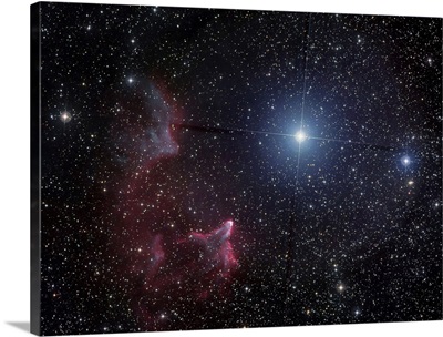 Variable star Gamma Cassiopeiae, with associated emission and reflection nebulae