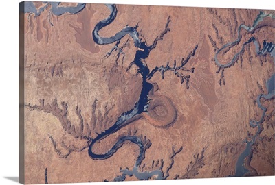 View from space of Lake Powell and the Rincon in Utah