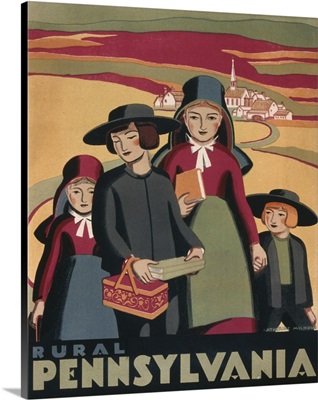Vintage 1936 Travel Poster Promoting Rural Pennsylvania