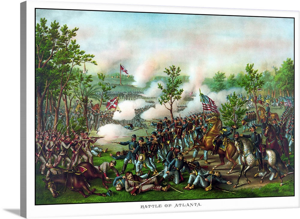 Vintage American Civil War print of The Battle of Atlanta and the death of Union General James McPherson. The battle occur...