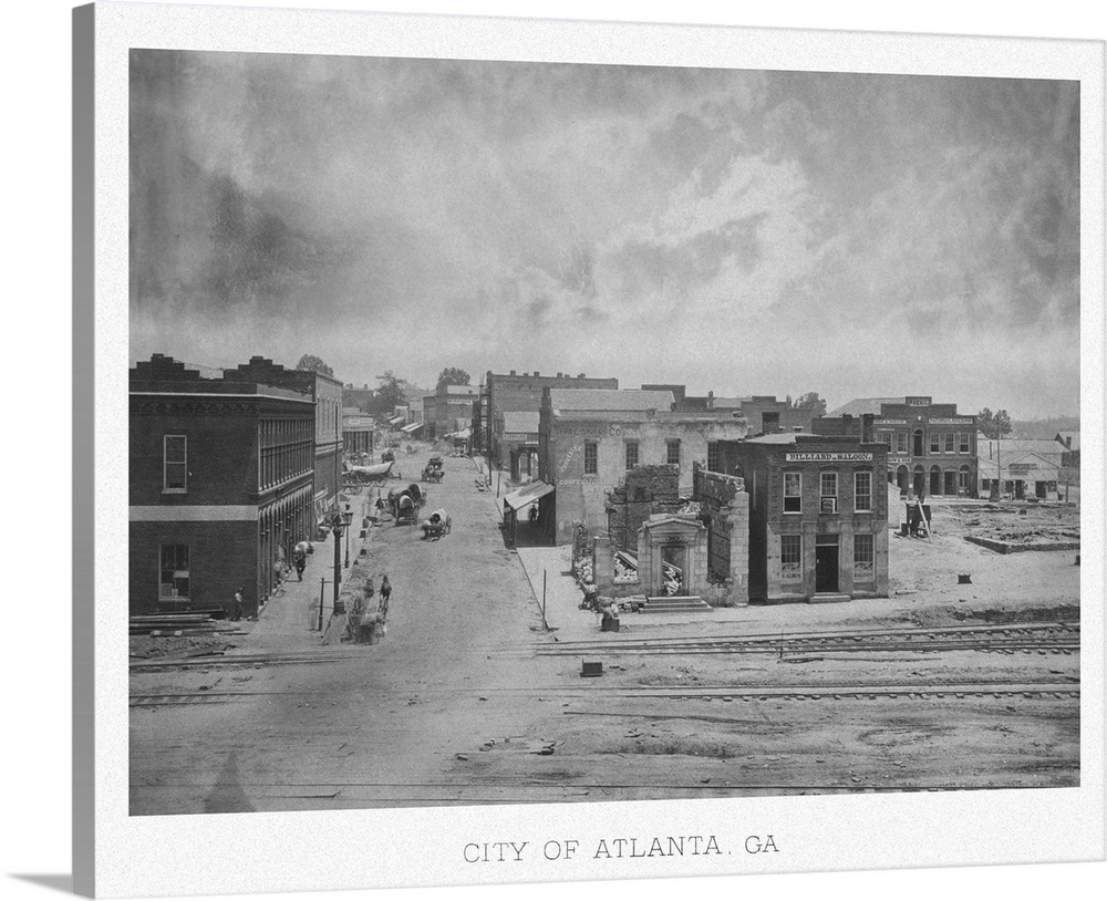 Vintage American Civil War print of the City of Atlanta, Georgia, circa 1863.
