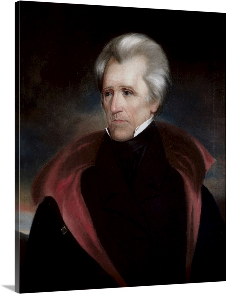 Vintage American history painting of President Andrew Jackson.