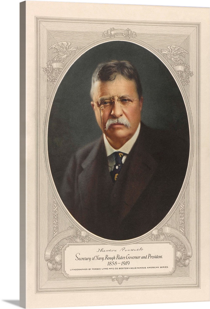 Vintage American History print of President Theodore Roosevelt.