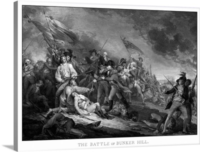 Vintage American Revolutionary War print of the Battle of Bunker Hill