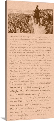 Vintage Civil War era print of President Abraham Lincoln and Gettysburg Address