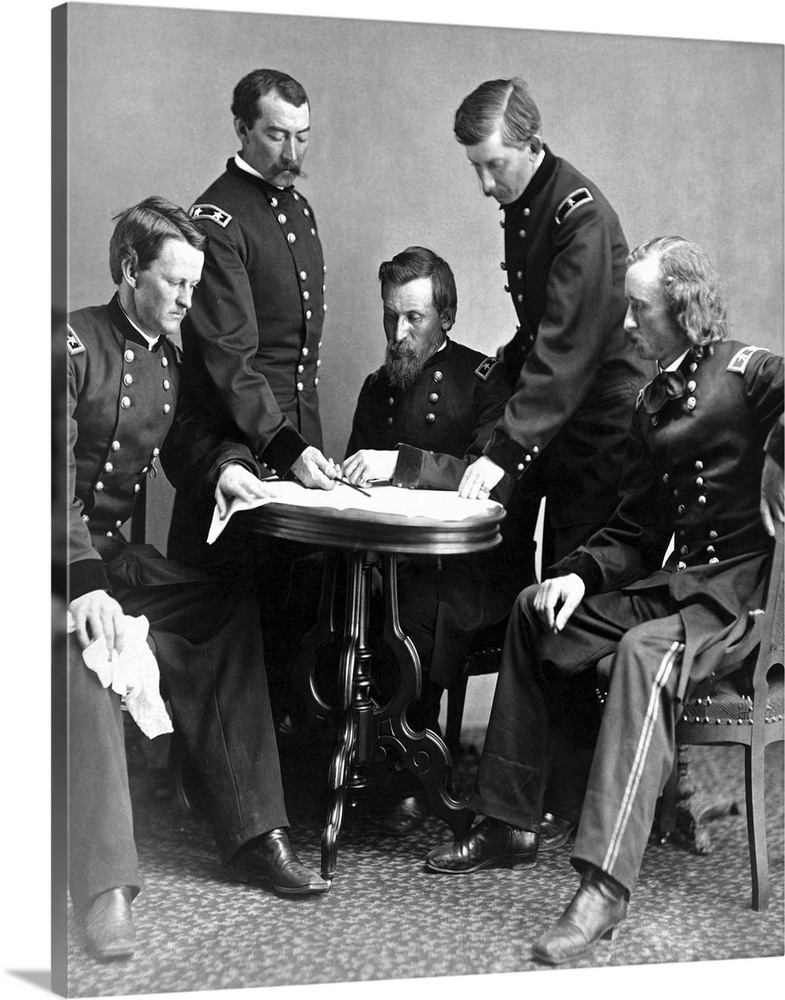 Vintage Civil War photograph of General Philip Sheridan and his staff.