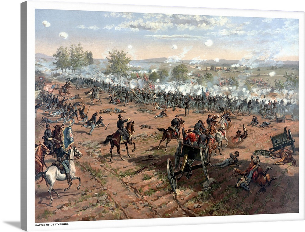 Vintage Civil War print of the Battle of Gettysburg Wall Art, Canvas