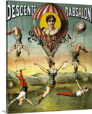 Vintage French Circus Poster Of A Group Of Aerialists Performing
