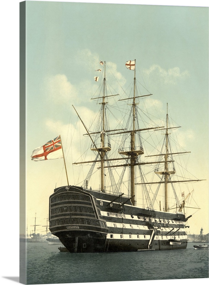 Vintage maritime history print of the HMS Victory.