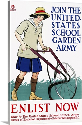Vintage Military Poster Encouraging People To Join The United States School Garden Army