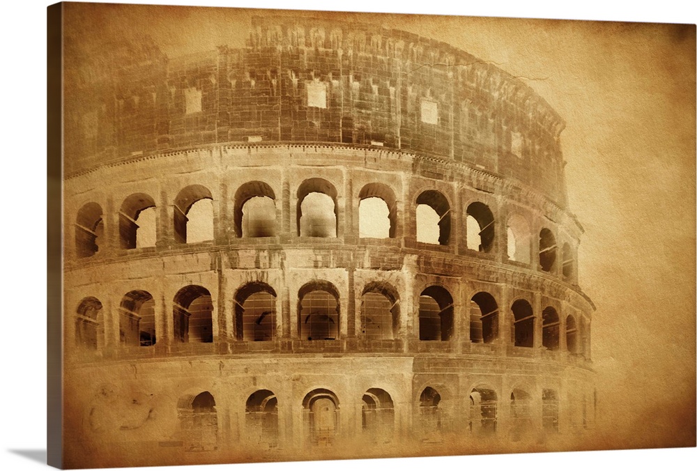 Vintage photo of Coliseum in Rome, Italy.