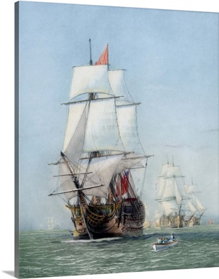 Vintage print of HMS Victory of the Royal Navy