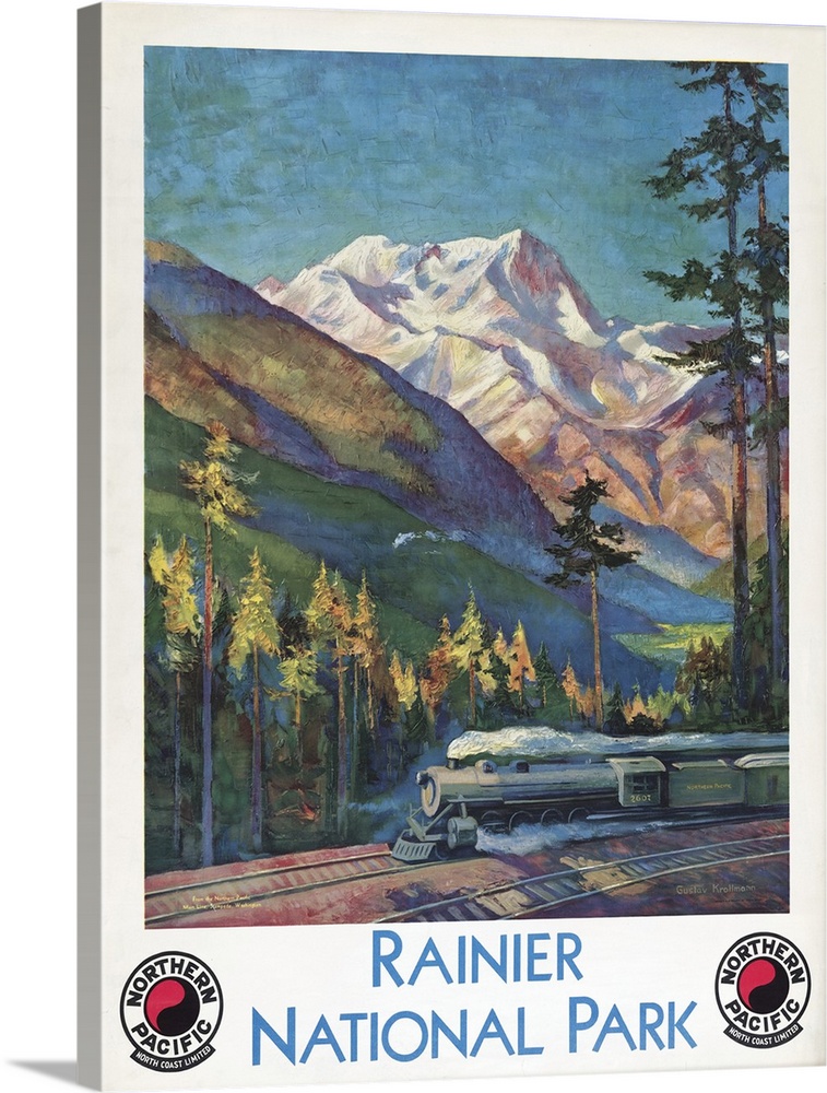 Vintage travel poster for Rainier National Park, Northern Pacific North Coast Limited, 1920