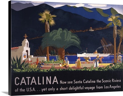 Vintage Travel Poster For Tourism To Santa Catalina Island, California, 1935