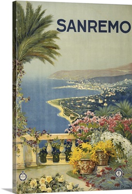 Vintage Travel Poster Of The Coastline Of San Remo From A Terrace, 1920
