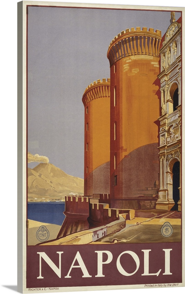 Vintage Travel Poster Of Vesuvius And The Bay Of Naples From A Fortress, 1920