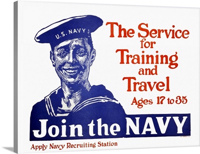 Vintage US Navy Recruiting Poster Of A Smiling Sailor