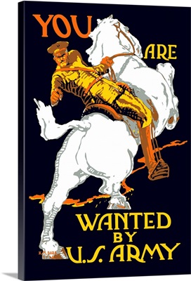 Vintage World War I poster of a U.S. Army officer on horseback