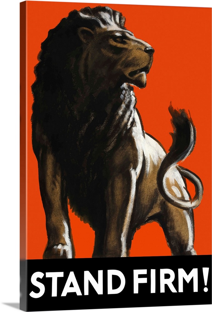 Vintage World War II poster featuring a male lion.