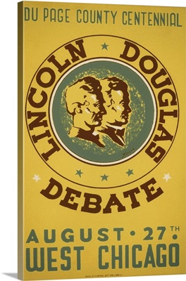 Vintage WPA Poster Advertising A Reenactment Of The Lincoln-Douglas Debate