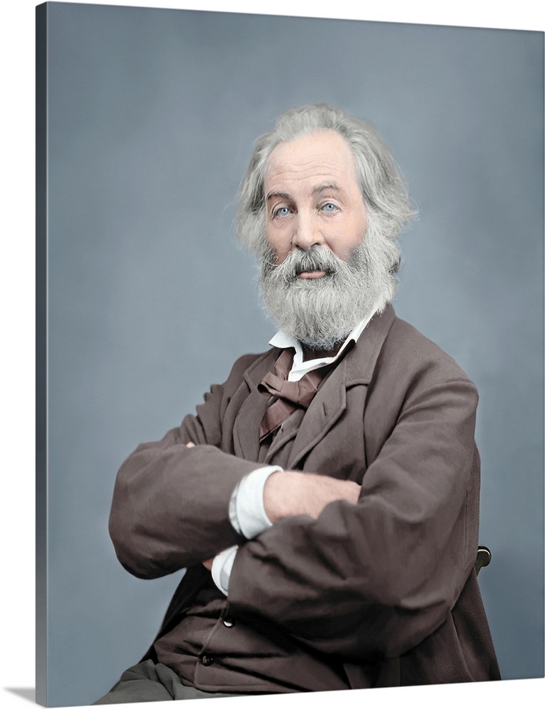 Walt Whitman portrait, American Civil War, 1861 -1865. This photo has been digitally restored and colorized.