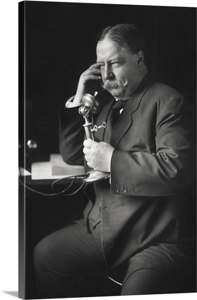 William Howard Taft on the telephone receiving news of his nomination as the Republican nominee for president, 1908.