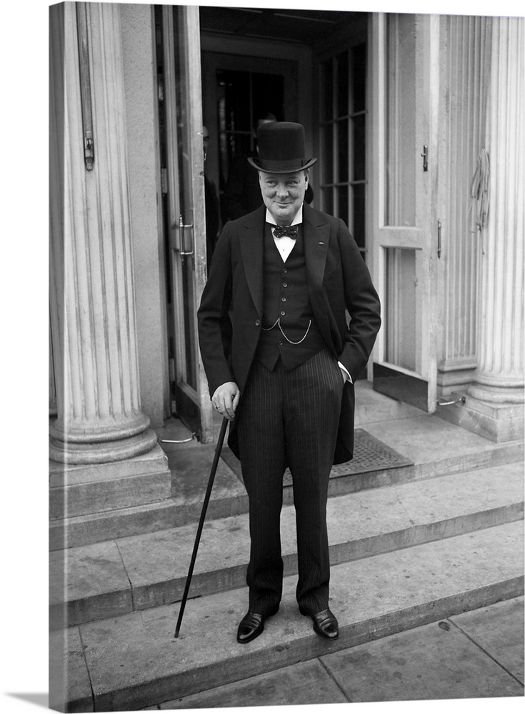 Winston Churchill after calling on President Herbert Hoover at the White House.