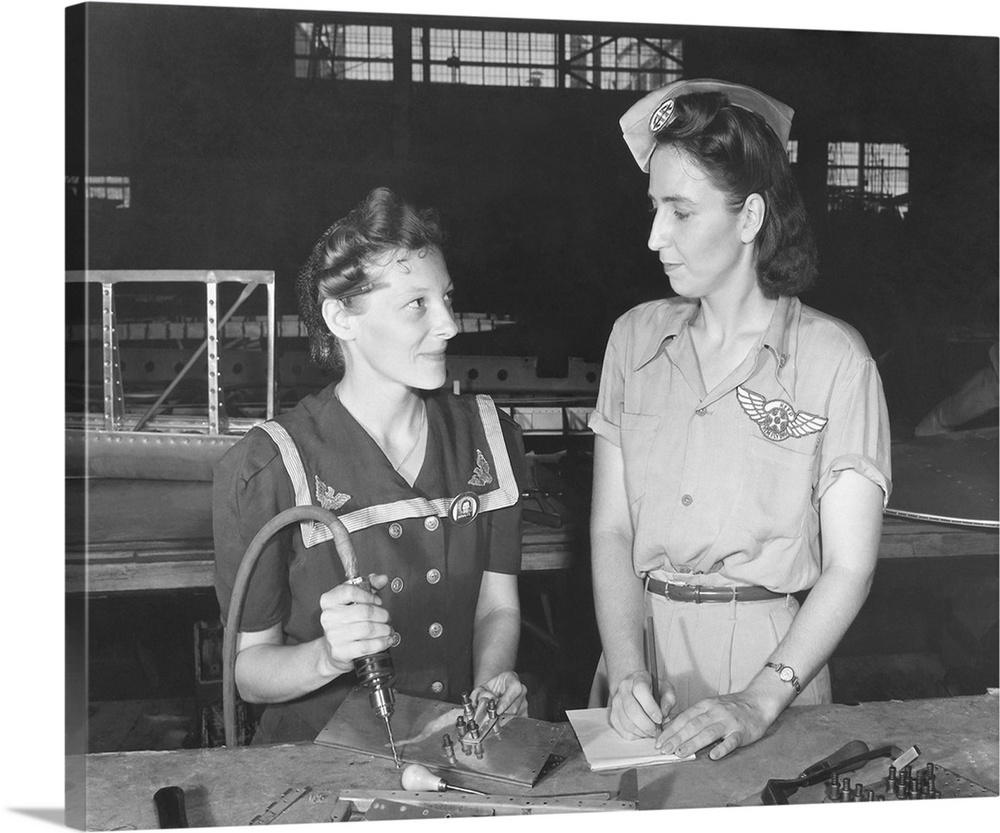Women working in the Assembly and Repair Dept. of Naval Air Base, Corpus Christi, Texas, circa 1942.