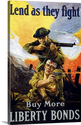 World War I Print Of Soldiers In Action, To Capitalize On The People's Patriotism