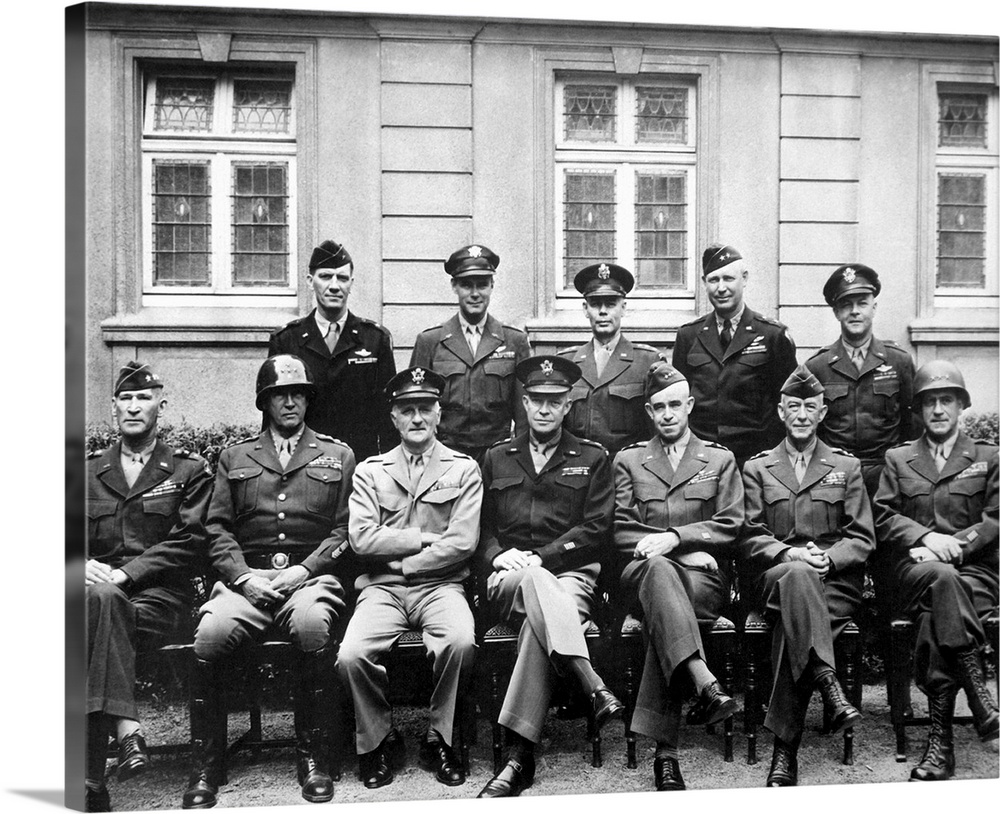 Digitally restored vintage World War II photo of the senior American military commanders of the European Theater. Featured...