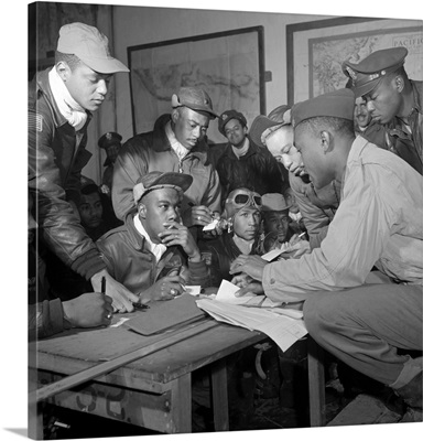 World War II, Tuskegee Airmen Discussing Plans At Ramitelli, Italy, March 1945