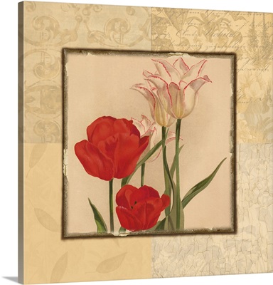 Red and White Floral Quad II