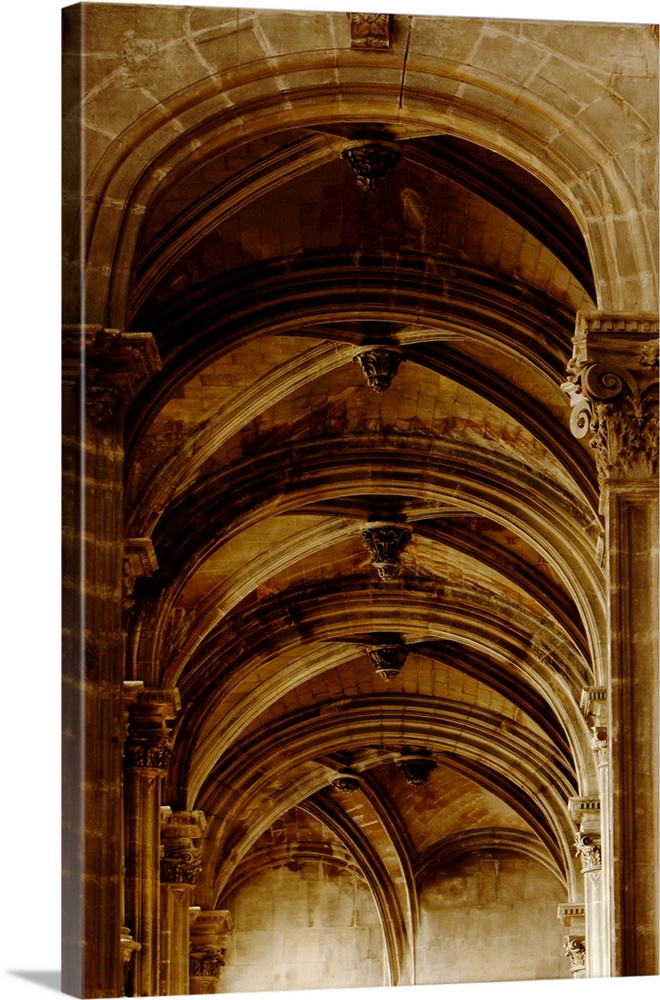 Elaborate architecture in Saint Eustache cathedral in Paris.