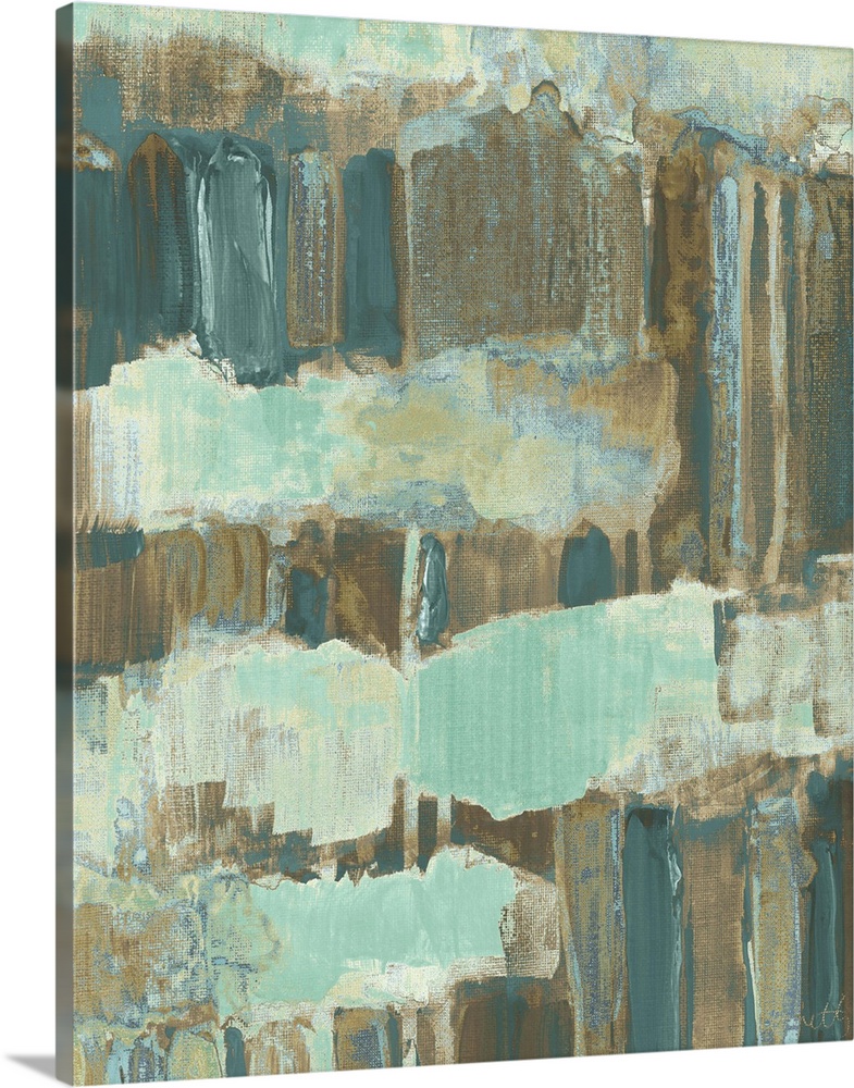 Abstract art in earthy shades of blue and brown.
