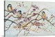 image thumbnail of Contemporary art of three Blue Tits on a flowering branch.