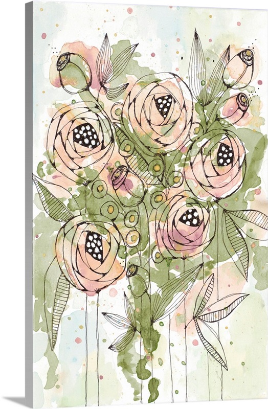 Blush and Green Floral Wall Art, Canvas Prints, Framed Prints, Wall