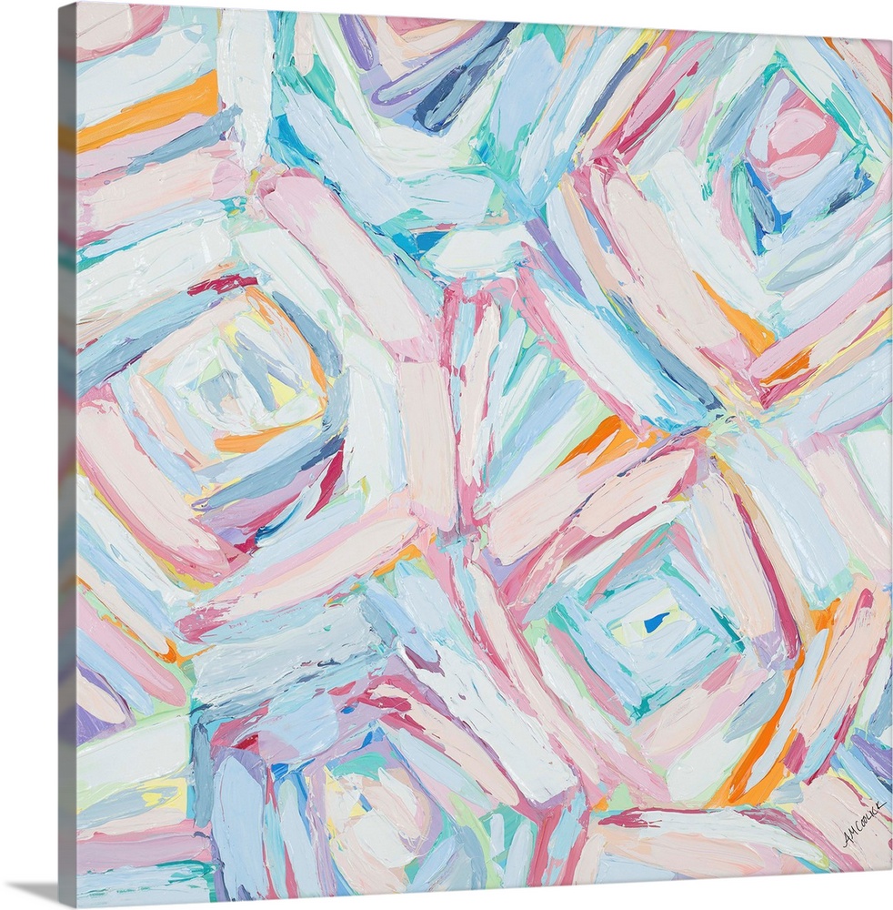 Contemporary abstract artwork in pastel shades resembling roses.