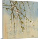 image thumbnail of Contemporary painting of several thin branches from a sakura tree with a few flowers and buds hanging over a pond.