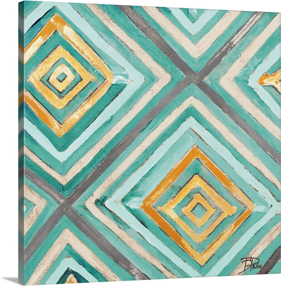 Coastal Ikat with Gold I Wall Art, Canvas Prints, Framed Prints, Wall