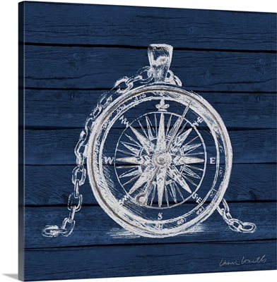 Compass on Blue Wood