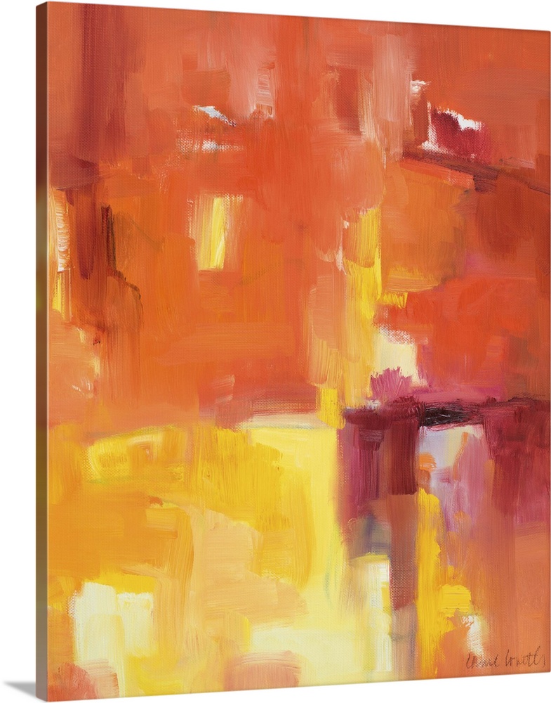 Fiery abstract artwork in bright orange and red tones.