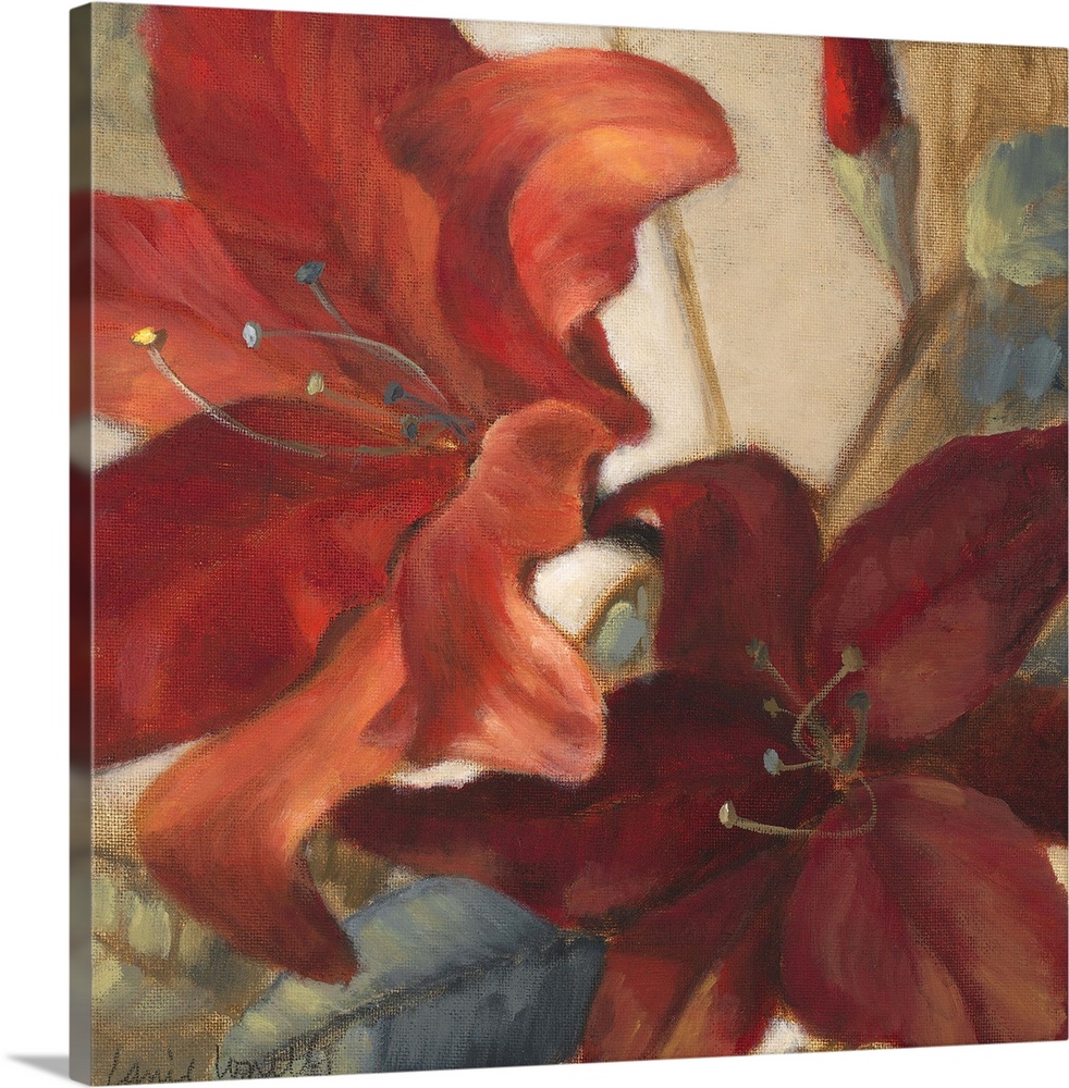 Docor perfect for the home of two large red flowers drawn against a mostly neutral background.