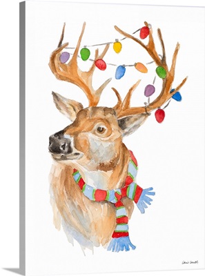Deer with Lights and Scarf